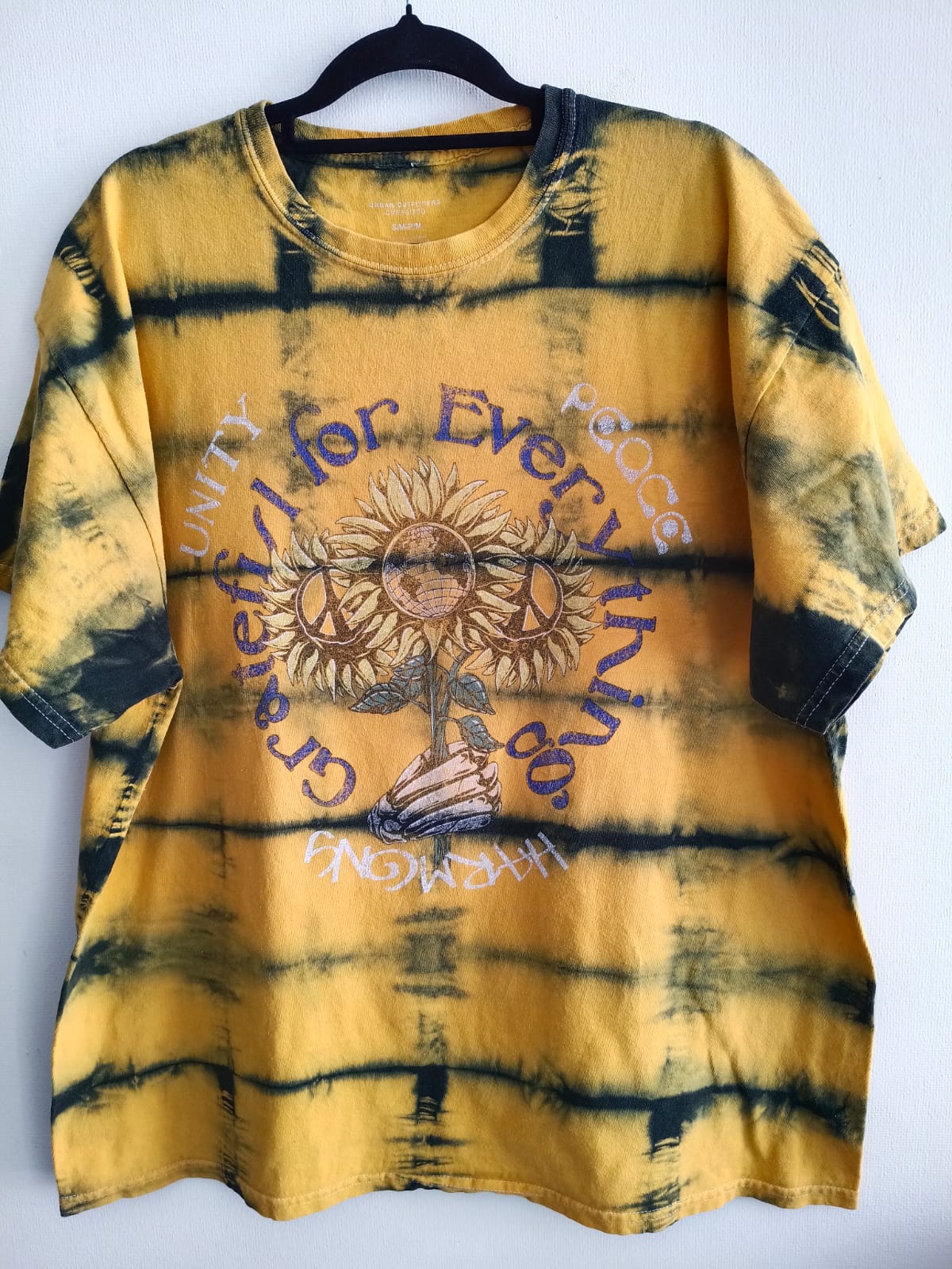 Camiseta Tie-Dye Girasol Peace & Unity - Hippie Retro (Usada)
