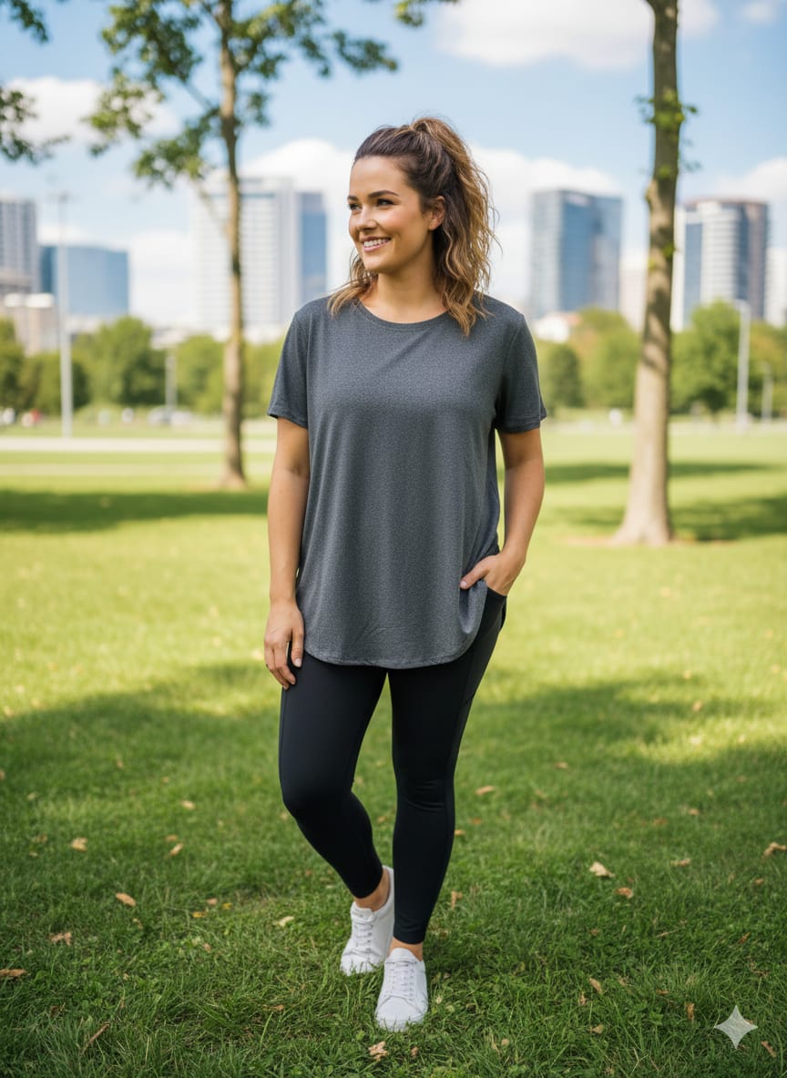 Camiseta Deportiva Gris Cuello Redondo – Suave y Transpirable (Usada)