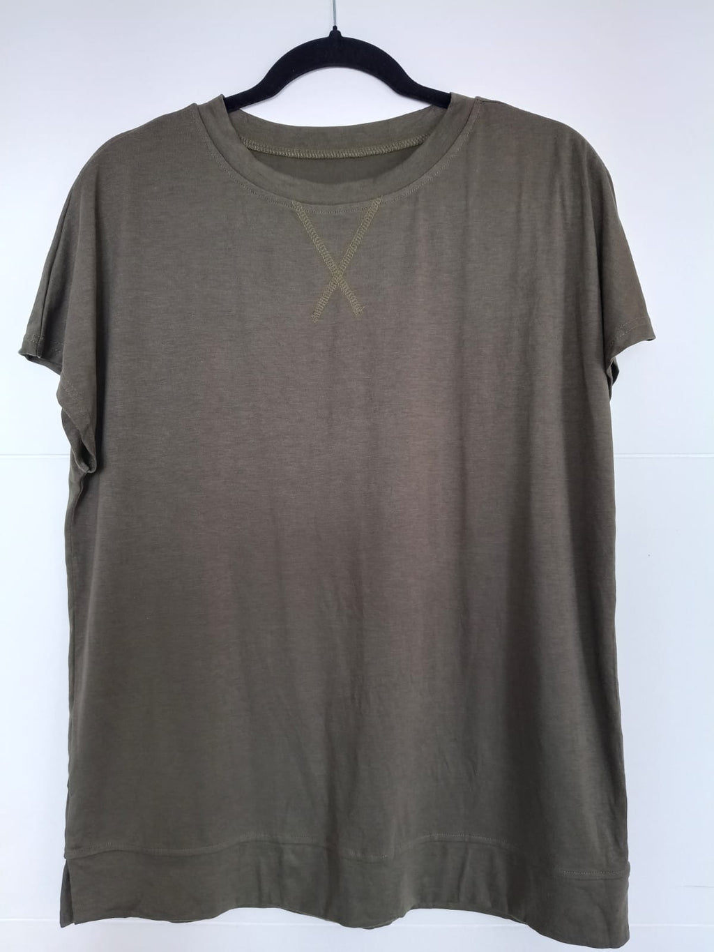 Polera Verde Militar Slouchy Cap Sleeve - Oversize Casual (Usada)