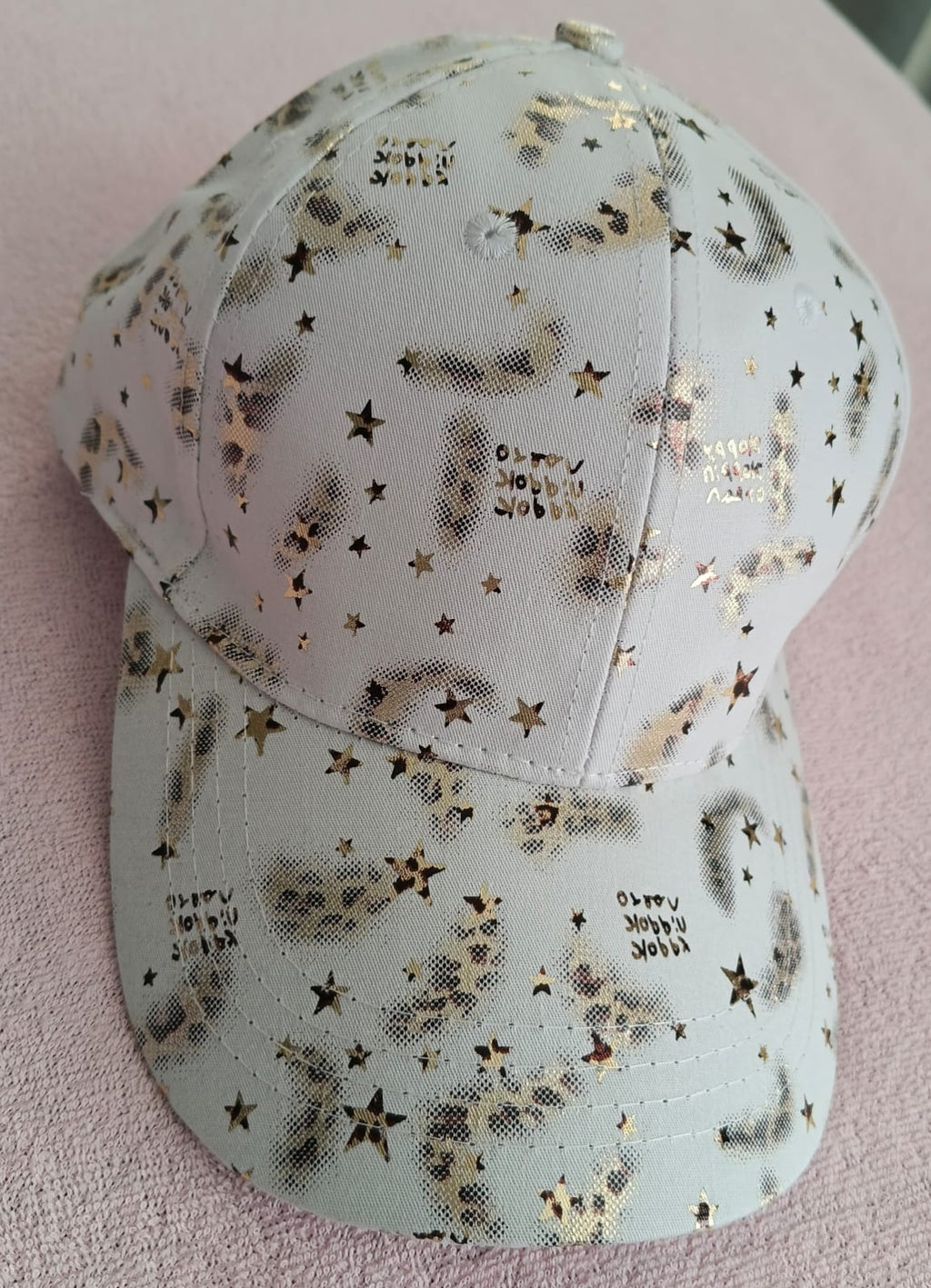 Gorra Baseball Blanca Estrellas y Luna Doradas - Glitter Celestial (Nueva)